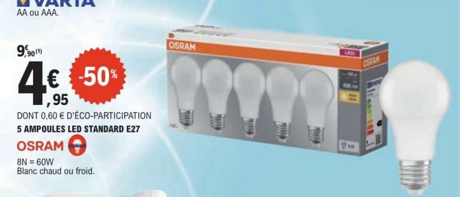 5 AMPOULES LED STANDARD E27