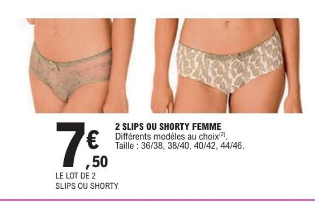 2 SLIPS OU SHORTY FEMME