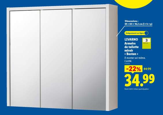 LIVARNO Armoire de toilette miroir « Boston »