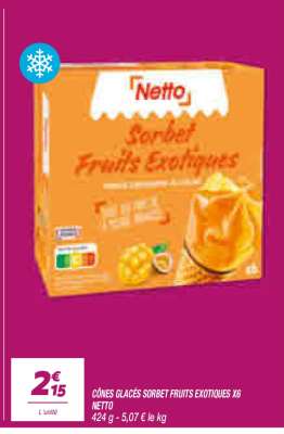 CÔNES GLACÉS SORBET FRUITS EXOTIQUES X6