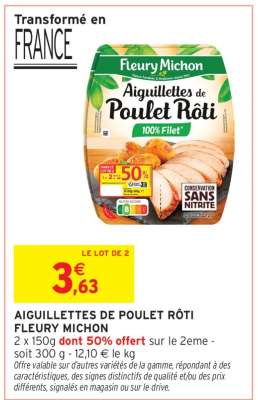 Aiguillettes De Poulet Roti Fleury Michon