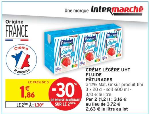 CRÈME LÉGÈRE UHT FLUIDE PÂTURAGES