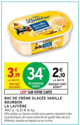 Bac de crème glacée vanille bourbon 'La Laitière'