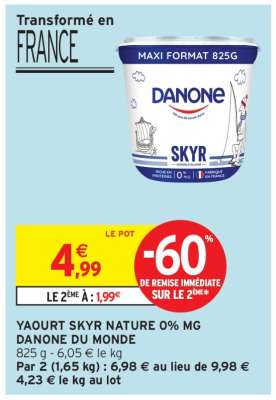 Yaourt Skyr Nature 0% MG Danone du Monde