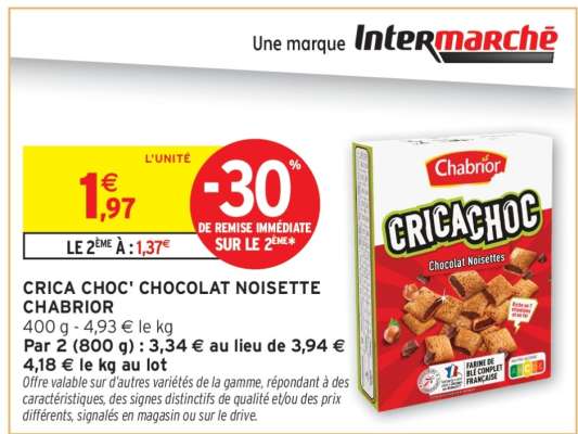 CRICA CHOC' CHOCOLAT NOISETTE CHABRIOR