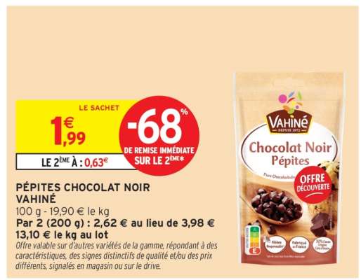 PÉPITES CHOCOLAT NOIR VAHINÉ