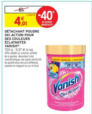 DÉTACHANT POUDRE OXI ACTION POUR DES COULEURS ÉCLATANTES VANISH