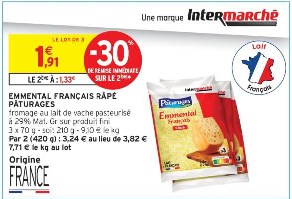 EMMENTAL FRANÇAIS RÂPÉ PÂTURAGES
