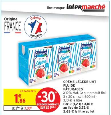 CRÈME LÉGÈRE UHT FLUIDE PÂTURAGES