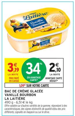Bac de crème glacée vanille bourbon 'La Laitière'