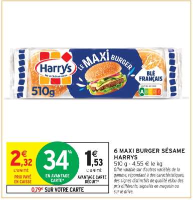 6 MAXI BURGER SÉSAME HARRYS