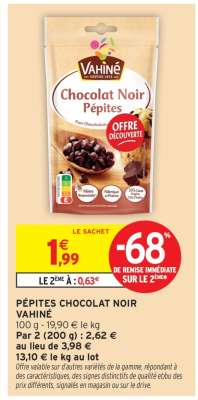 PÉPITES CHOCOLAT NOIR VAHINÉ