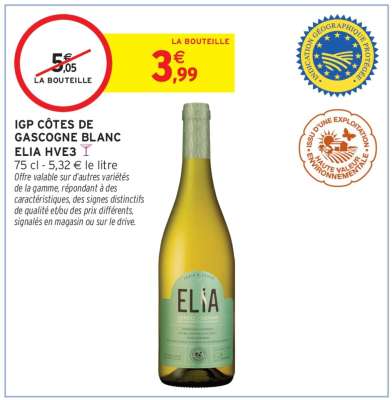 IGP Côtes de Gascogne Blanc Elia HVE3