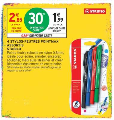 4 Stylos-Feutres Pointmax Assortis