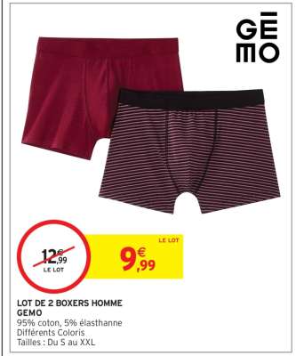 Lot de 2 Boxers Homme GEMO