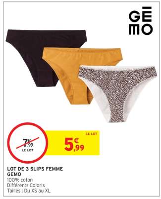 LOT DE 3 SLIPS FEMME GEMO