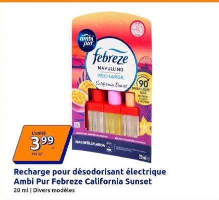 Recharge pour désodorisant électrique Ambi Pur Febreze California Sunset