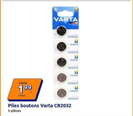 Piles boutons Varta CR2032