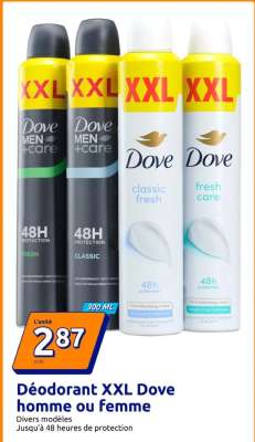 Déodorant XXL Dove homme ou femme
