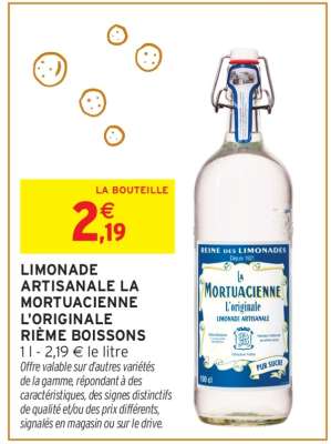 LIMONADE ARTISANALE LA MORTUACIENNE L'ORIGINALE RIEME BOISSONS