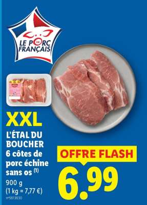 L'ÉTAL DU BOUCHER 6 côtes de porc échine sans os