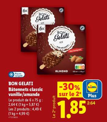 BON GELATI Bâtonnets classic vanille/amande