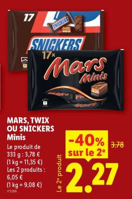 MARS, TWIX OU SNICKERS Minis