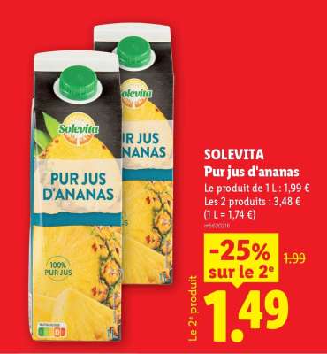 SOLEVITA Pur jus d'ananas