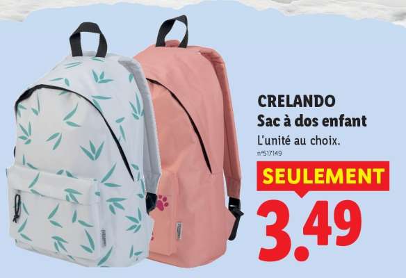 CRELANDO Sac à dos enfant