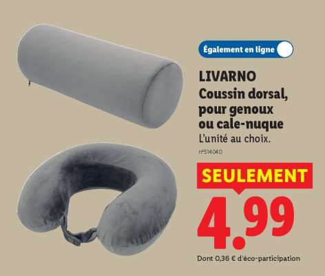 LIVARNO Coussin dorsal, pour genoux ou cale-nuque