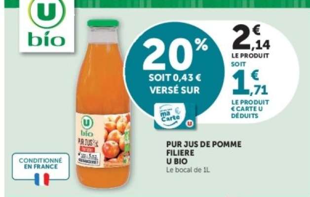 PUR JUS DE POMME FILIERE U BIO
