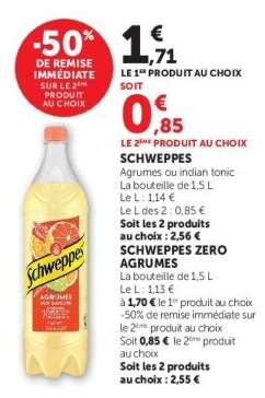Schweppes Agrumes ou Indian Tonic