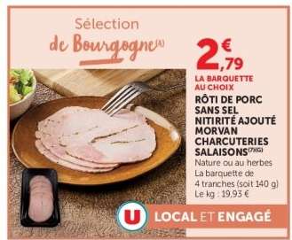 Rôti de porc sans sel nitrite ajouté Morvan Charcuteries Salaisons