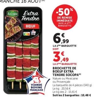 BROCHETTE DE BOEUF EXTRA TENDRE SOCOPA