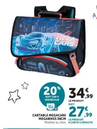 CARTABLE MEGACARS MEGABIKES 38CM