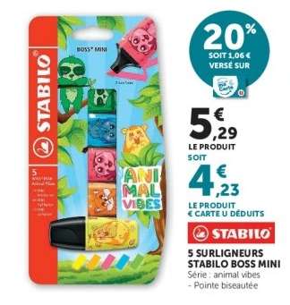 5 Surligneurs Stabilo Boss Mini