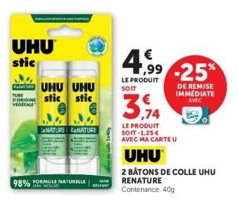 2 BÂTONS DE COLLE UHU RENATURE