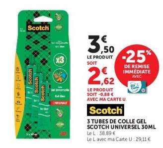 3 TUBES DE COLLE GEL SCOTCH UNIVERSEL 30ML