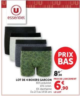 LOT DE 4 BOXERS GARCON