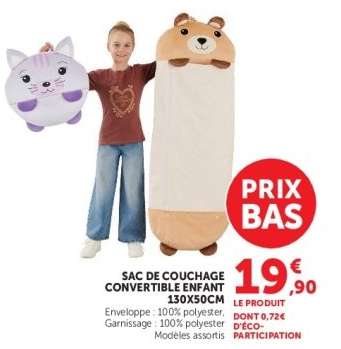 SAC DE COUCHAGE CONVERTIBLE ENFANT 130X50CM