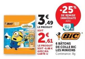 6 BÂTONS DE COLLE BIC LES MINIONS