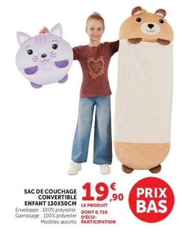 SAC DE COUCHAGE CONVERTIBLE ENFANT 130X50CM