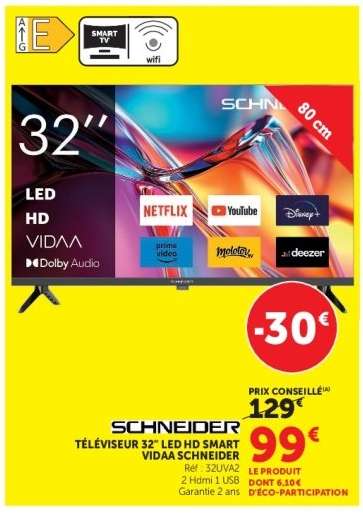 SCHNEIDER TÉLÉVISEUR 32" LED HD SMART VIDAA SCHNEIDER