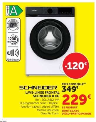 SCHNEIDER LAVE-LINGE FRONTAL SCHNEIDER 8 KG