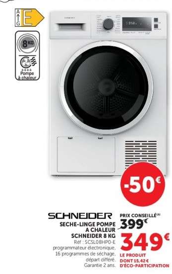 SCHNEIDER SECHE-LINGE POMPE À CHALEUR