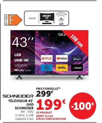 SCHNEIDER TÉLÉVISEUR 43'' UHD