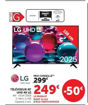 Téléviseur 43" UHD 4K LG