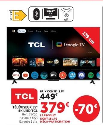 TÉLÉVISEUR 55" 4K UHD TCL