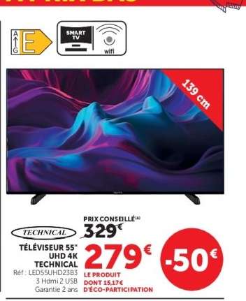 TÉLÉVISEUR 55'' UHD 4K TECHNICAL
