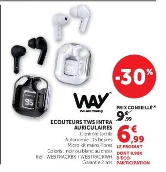 ECOUTEURS TWS INTRA AURICULAIRES